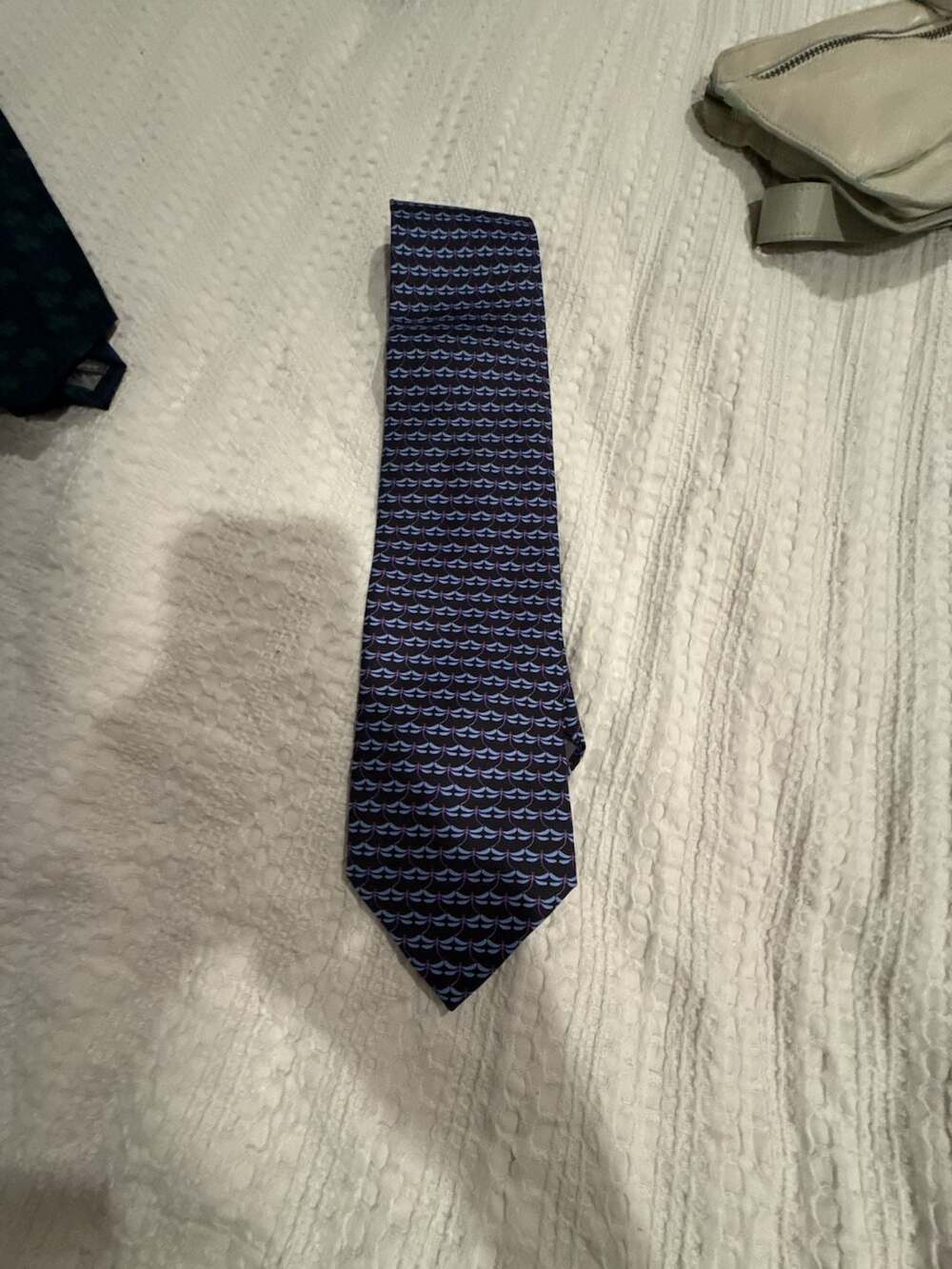 Robert Talbott Silk Tie Navy Blue Dragonfly Print